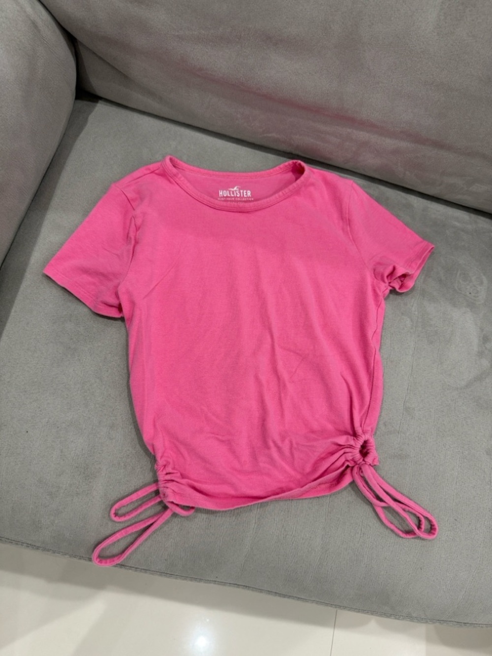 Hollister Girls' Bright Pink Short Sleeve Tee with Side Tie